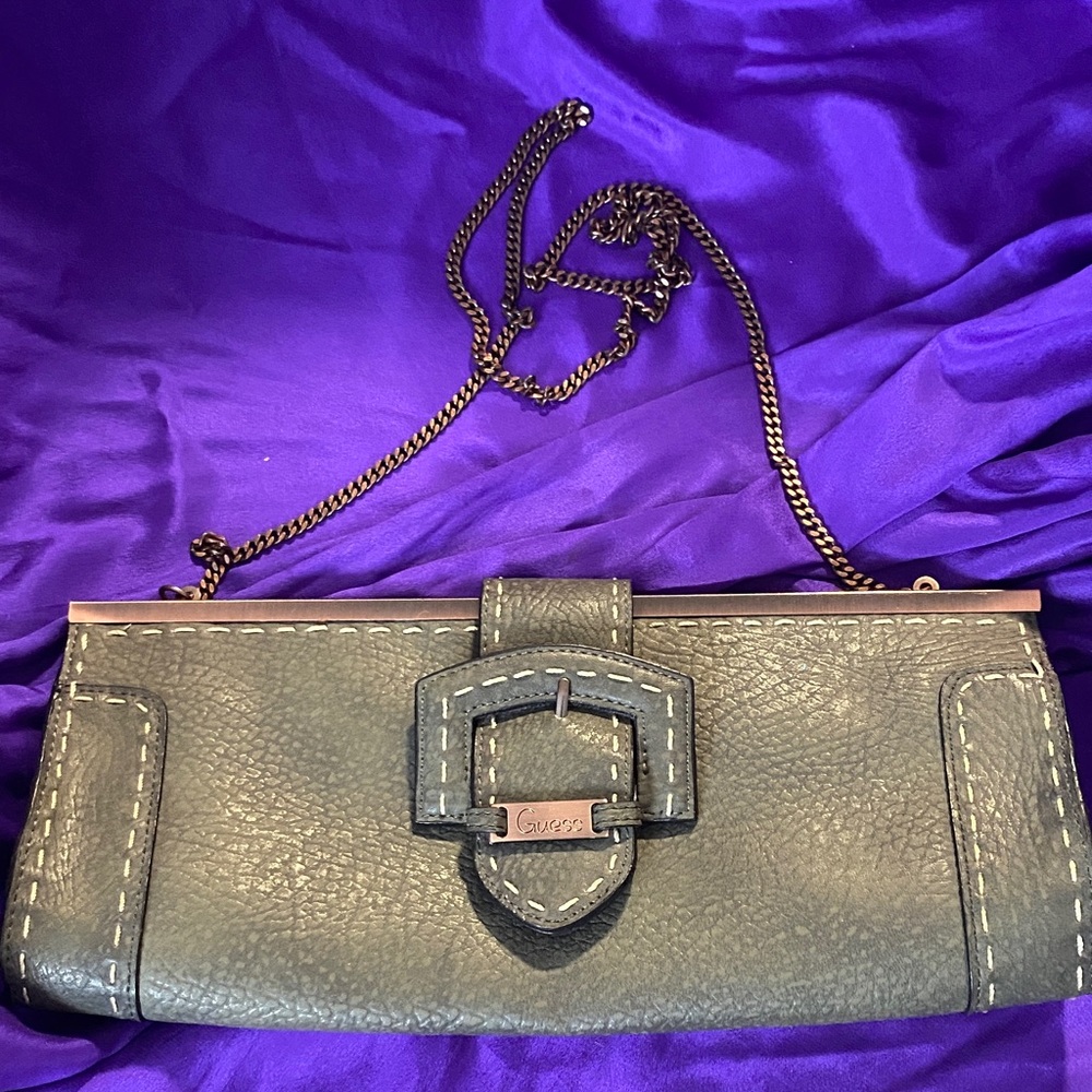 Green Vegan Leather Clutch Bag